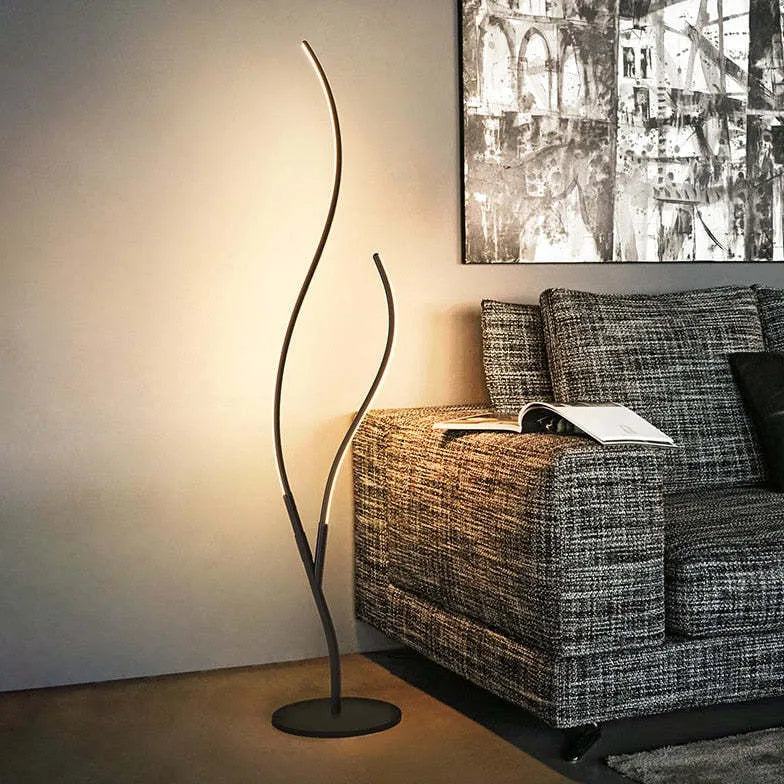 White Double-Tube Streamlined Floor Lamp