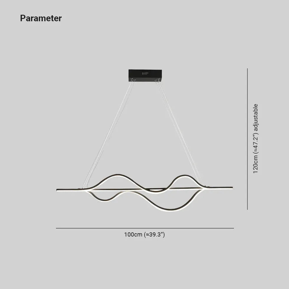 Lámpara colgante de comedor sencilla y curva de color negro 