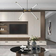 Arañas colgantes modernas LED negro dorado para salón