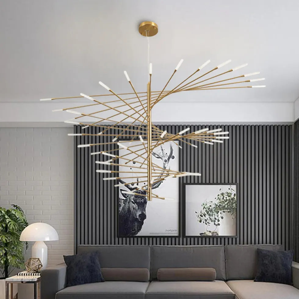 Extended Branch Structure Black Modern LED Chandelier