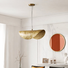 Lámpara Colgante Latón Dorado de Diseño Regulable en Altura para Comedor
