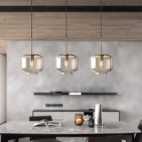 Lámpara Colgante de Vidrio Ahumado LED para Comedor Estilo Industrial