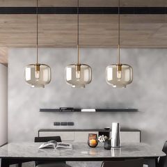 Lámpara Colgante de Vidrio Ahumado LED para Comedor Estilo Industrial