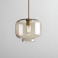 Lámpara Colgante de Vidrio Ahumado LED para Comedor Estilo Industrial