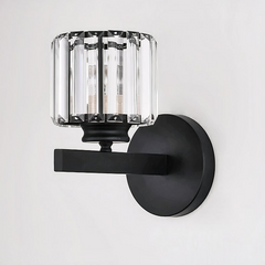 Aplique de Pared de Cristal Moderno LED Negro para Mesita de Noche