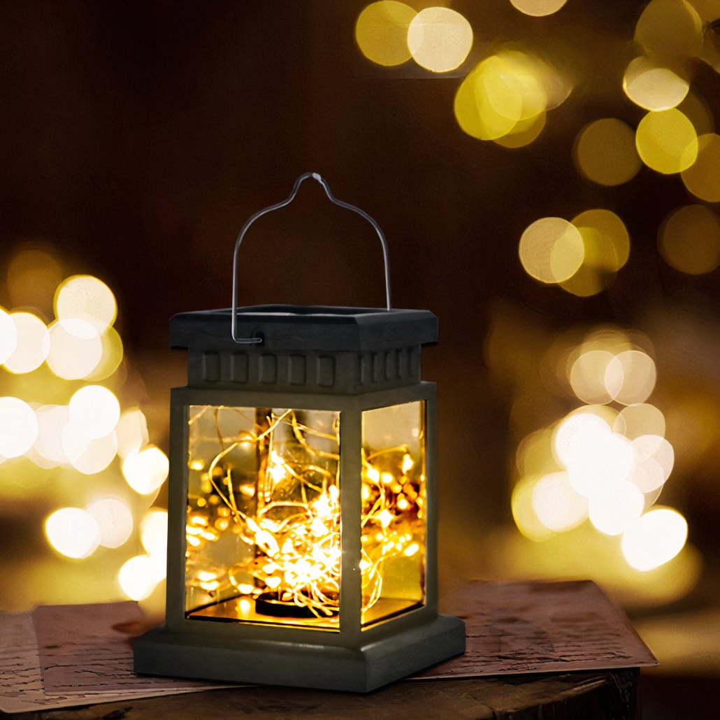 Lámpara solar de exterior portátil impermeable negra para jardín