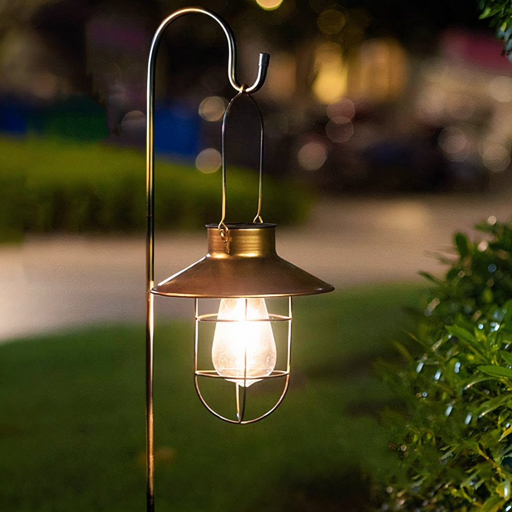 Lámpara para Exterior Solar Tipo Farol Vintage en Cobre Portátil Jardín