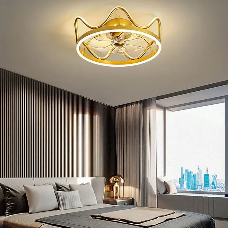 Wave Invisible Bedroom Ceiling Fan With Light