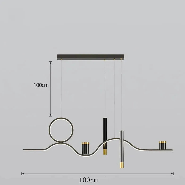 Lámpara colgante LED lineal negra para comedor