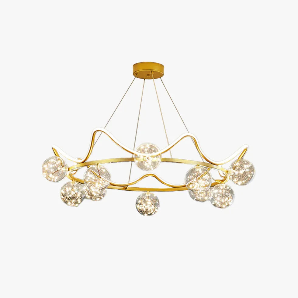 Wavy Multi-Glass Ball Gold Modern Pendant Light