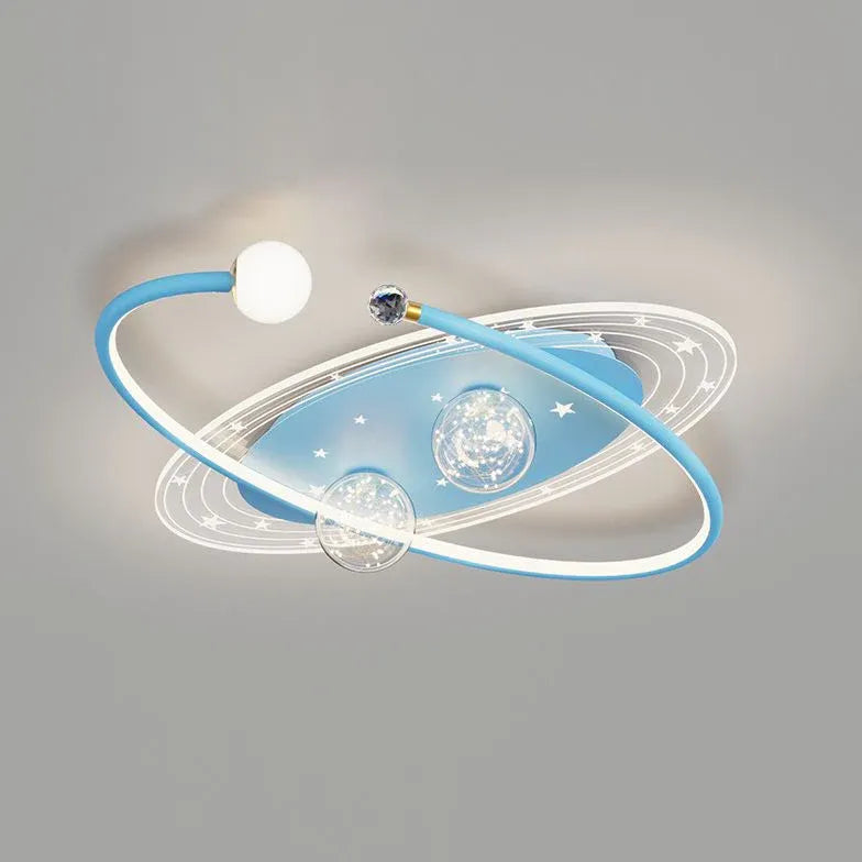 Blue Starry Sky Bedroom Ceiling Fan With Light