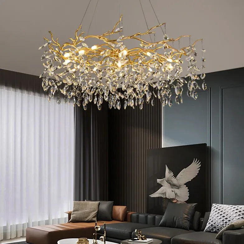 Golden Branch Shaped Luxurious Crystal Chandelier