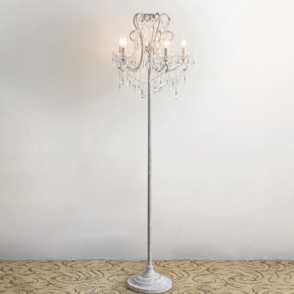 Curved Metal Crystal Retro Floor Lamp