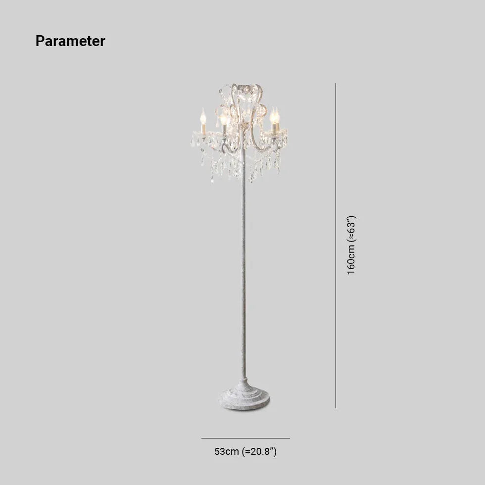 Curved Metal Crystal Retro Floor Lamp