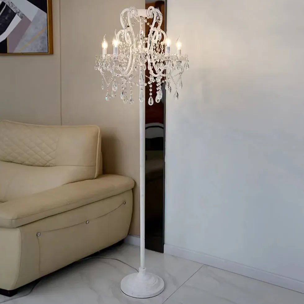 Curved Metal Crystal Retro Floor Lamp