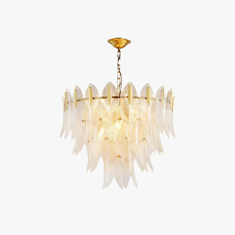 Unique Leaf-Shaped Gold Crystal Pendant Light