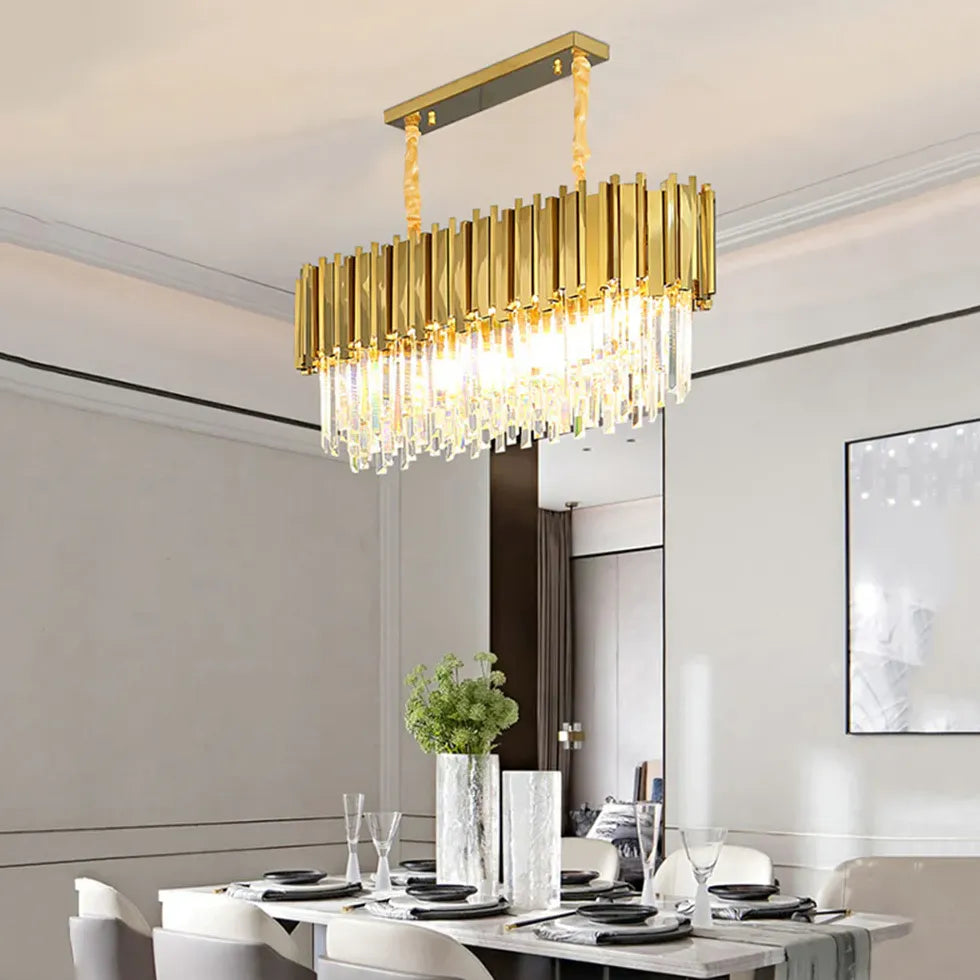 Vertical Trapezoid Gold Dining Room Pendant Light