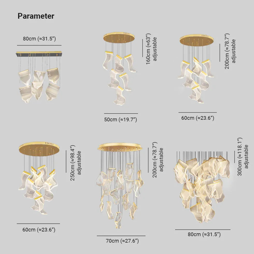 Flow Irregular Gold for Dining Room Chandelier