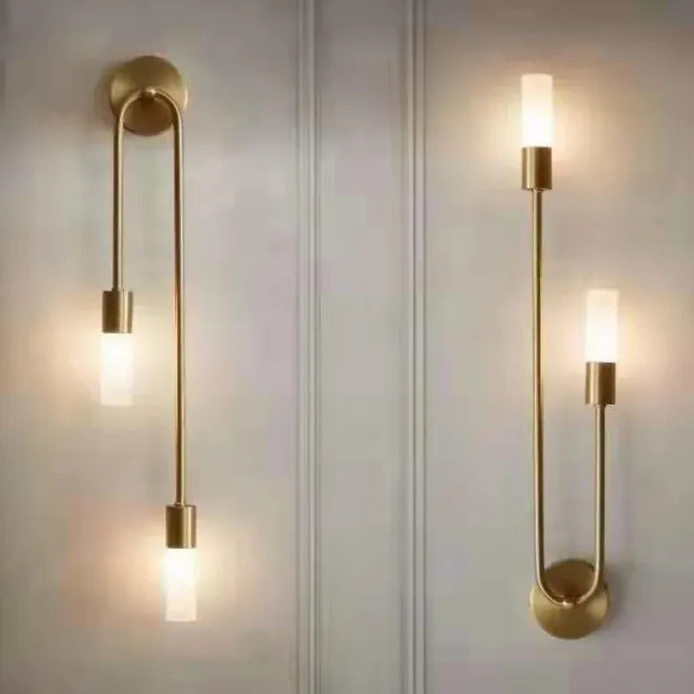 Long Rod Double Headed Gold Wall Lights