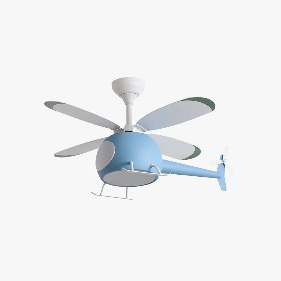 Blue Helicopter Modern Ceiling Fan With Light