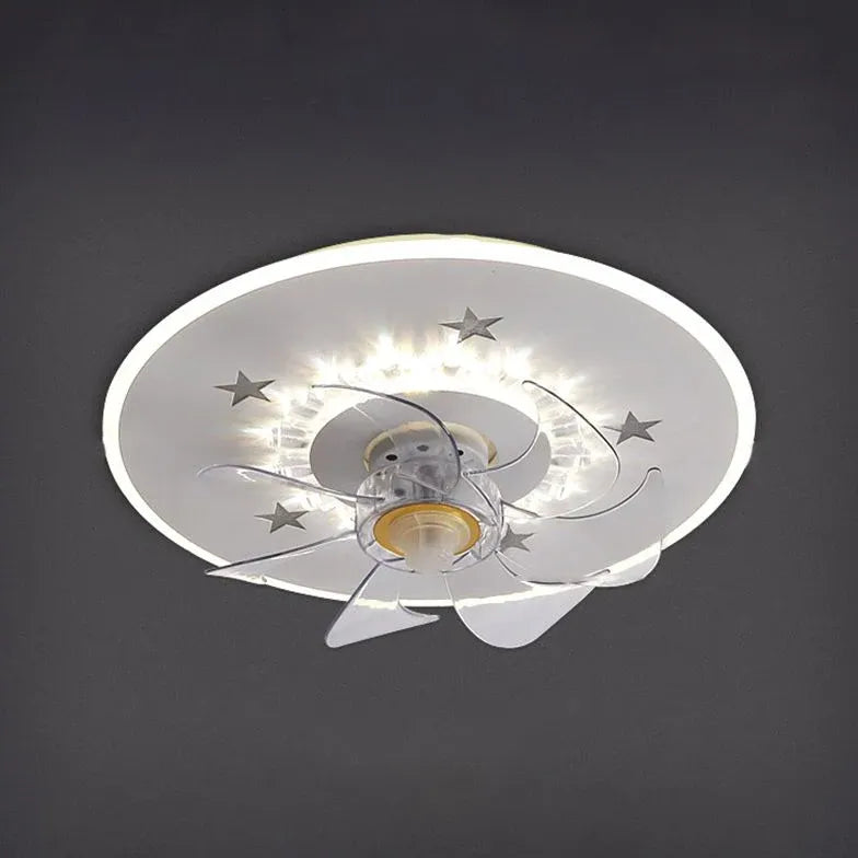 Star Decoration Modern White Ceiling Fan With Light