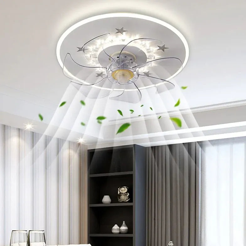 Star Decoration Modern White Ceiling Fan With Light