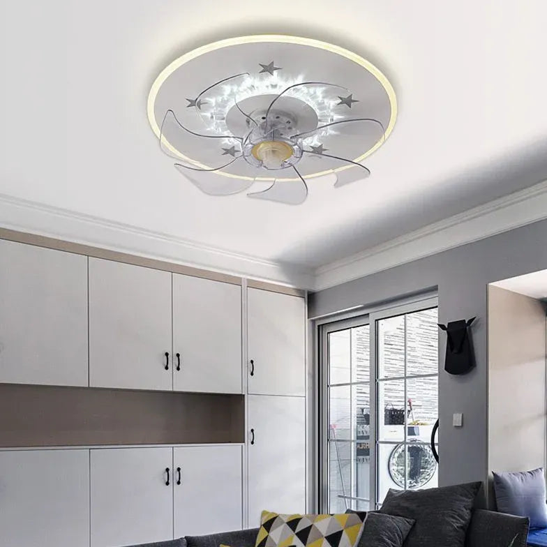 Star Decoration Modern White Ceiling Fan With Light