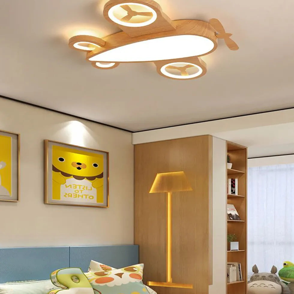 Plafon de led techo para habitación infantil de madera