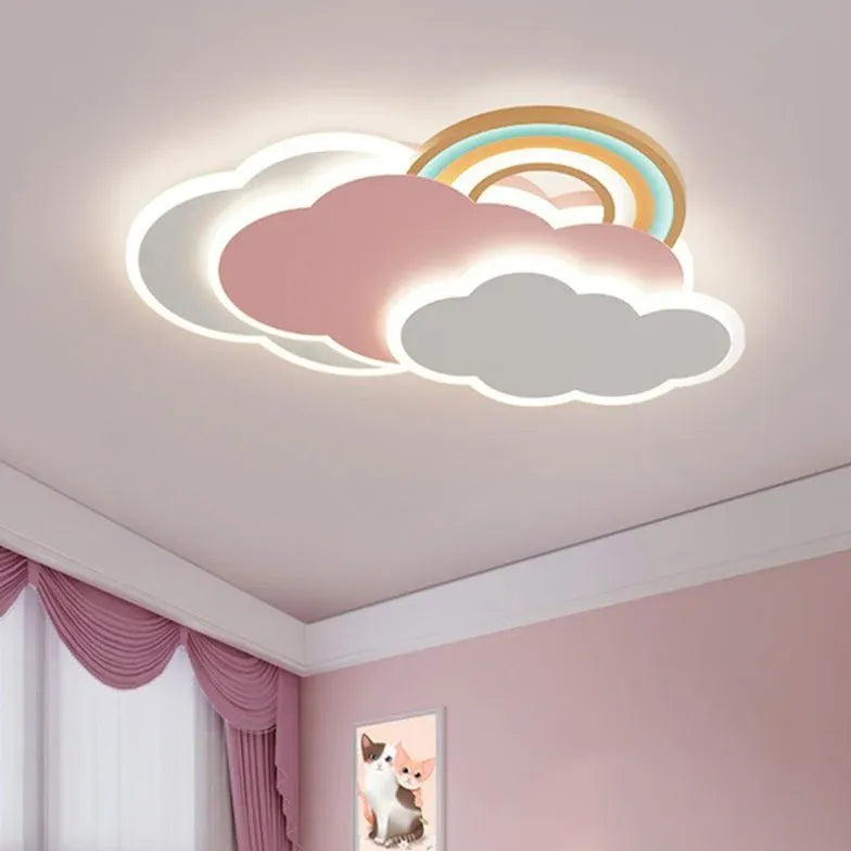 Luces LED de techo empotradas para dormitorio con forma de nube de arcoíris 