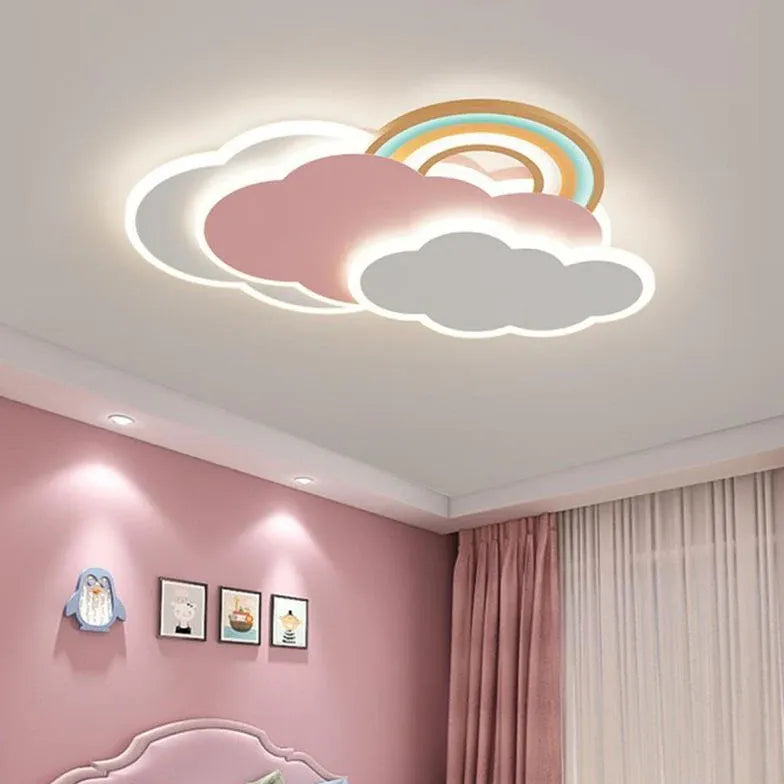 Luces LED de techo empotradas para dormitorio con forma de nube de arcoíris 