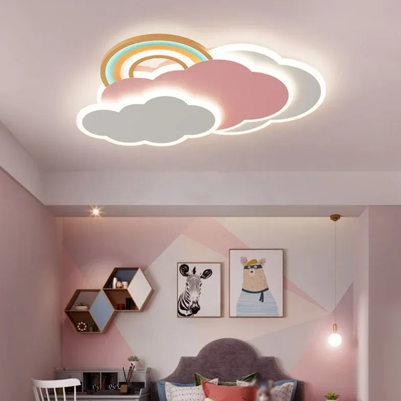 Luces LED de techo empotradas para dormitorio con forma de nube de arcoíris 