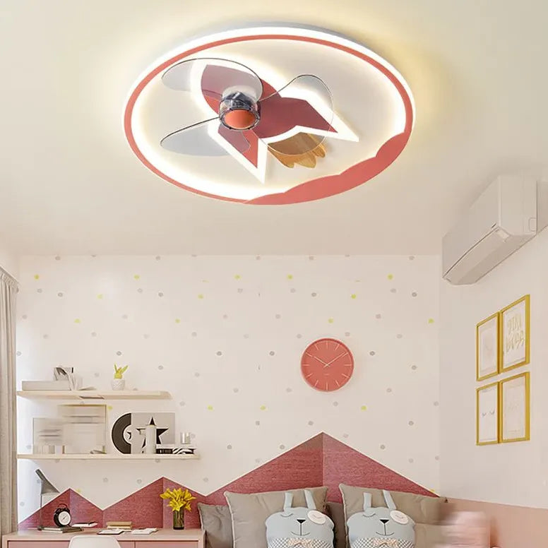 Round Aircraft Modern Ceiling Fan With Light