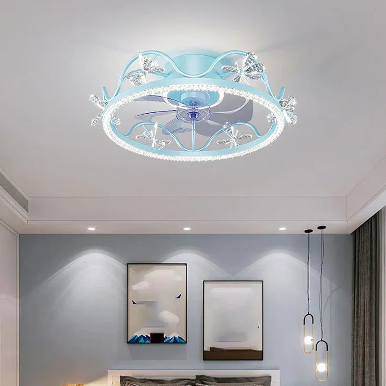 Crystal Frame Modern Ceiling Fan With Light