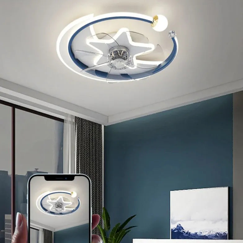 Star Ring Bedroom Ceiling Fan With Light