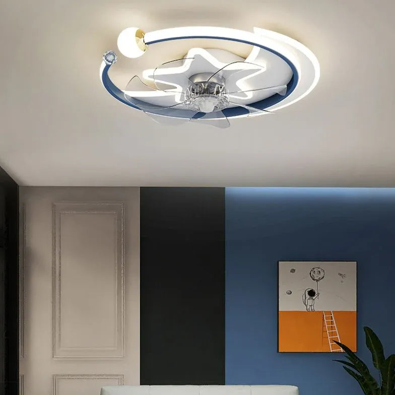 Star Ring Bedroom Ceiling Fan With Light