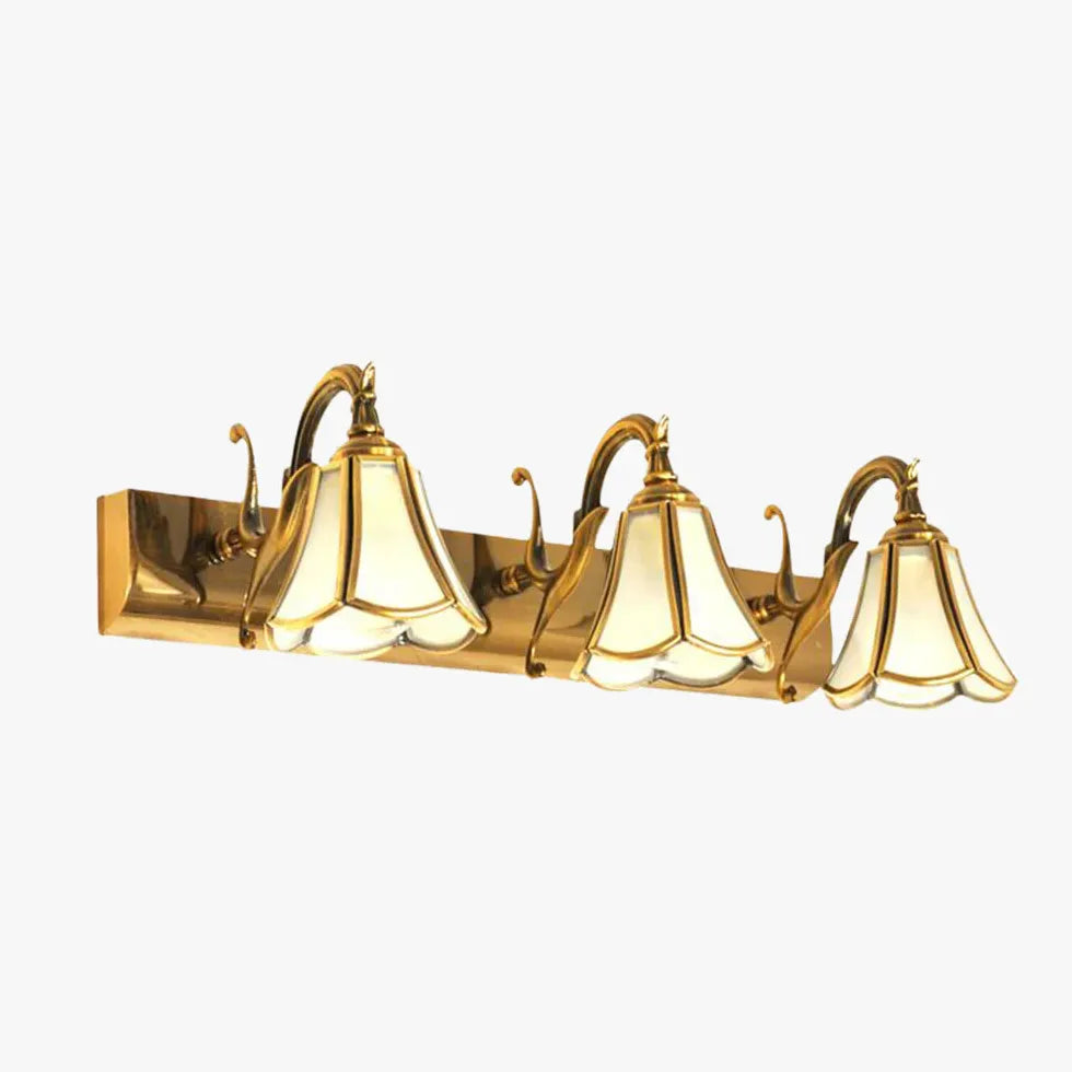 Brass Glass Flower Bathroom Wall Lights