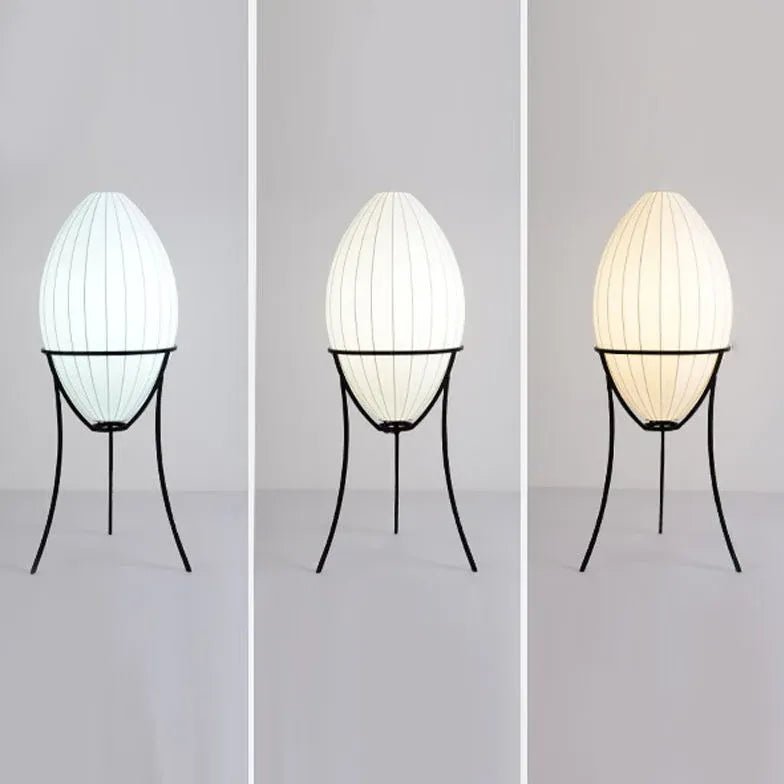 Egg-Shaped Textured Tripod Floor Lamp