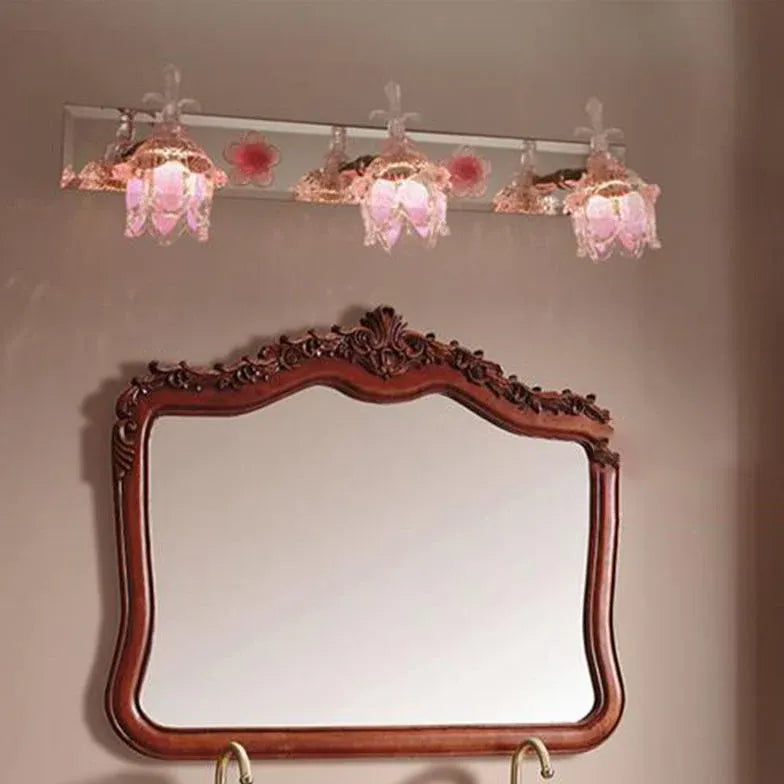 Baroque Pink Flower Bathroom Wall Lights