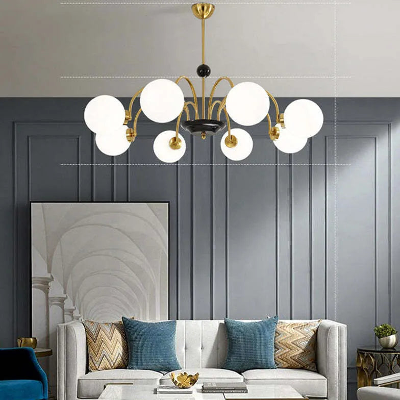 Adjustable White Glass Modern Chandelier