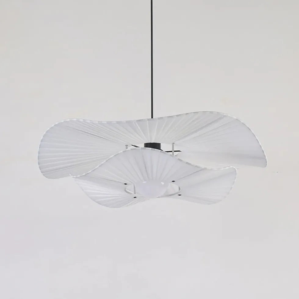 Flowing Curves White Fabric Pendant Light