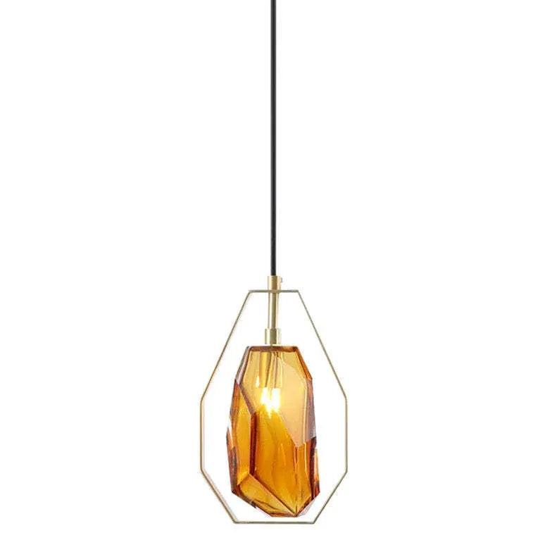 Amber Geometry Bedroom Glass Pendant Light