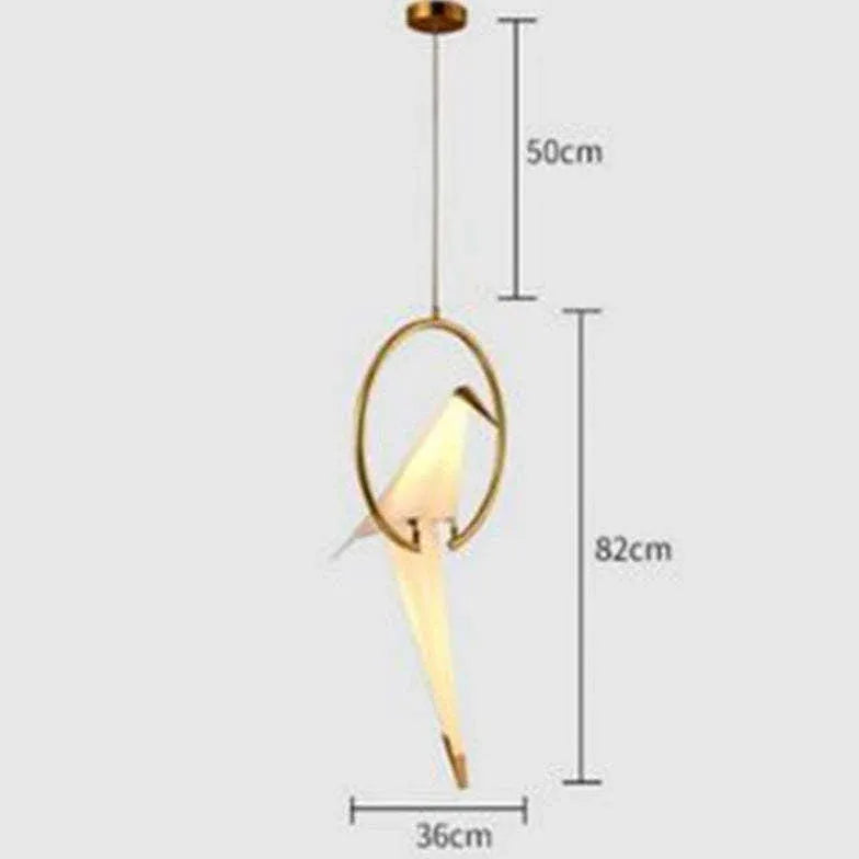 Bird-Shaped Ring Glass Gold Pendant Light