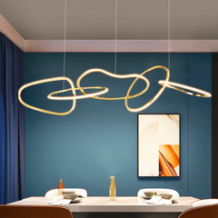 Lámpara Colgante de Diseño LED Moderna Dorada con Aros para Comedor