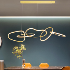 Lámpara Colgante de Diseño LED Moderna Dorada con Aros para Comedor