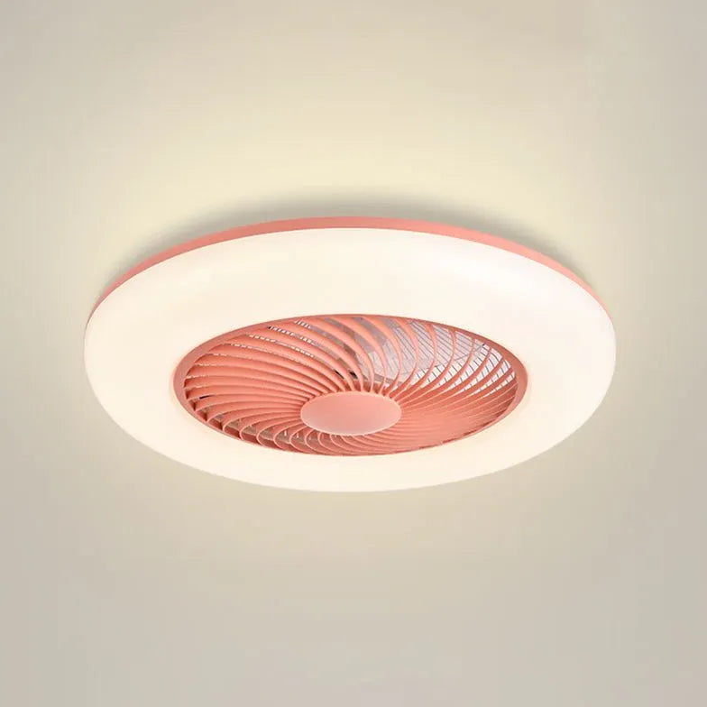 Pink Invisible Modern Ceiling Fan with Light