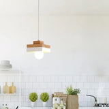 Lampara colgante blanca y madera diseño creativo