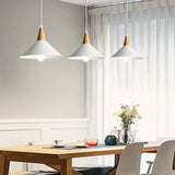 Wooden Handle Modern White Pendant Light