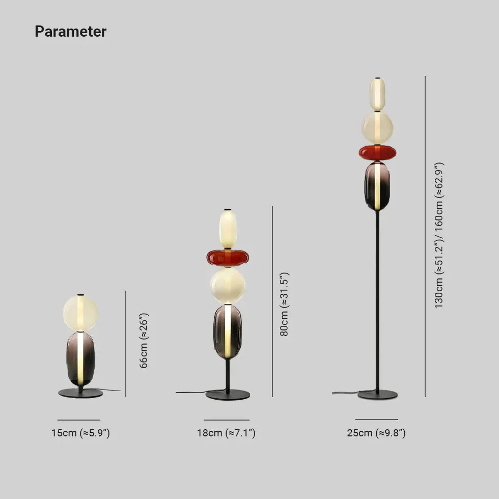 Lámpara de pie con bloques de colores esféricos multicapa 