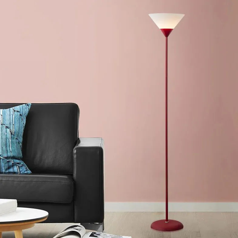 Inverted Cone-Shaped Black Slim Floor Lamp