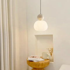 Lámpara colgante de calabaza estilo crema para dormitorio